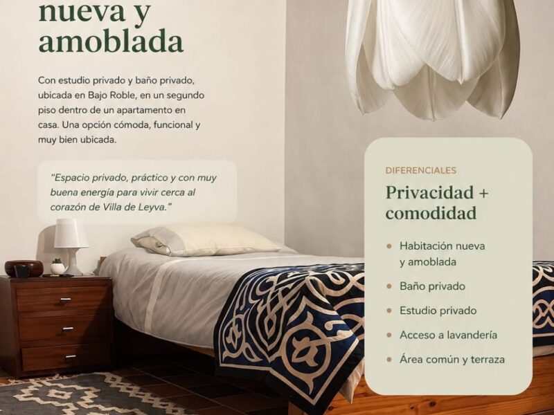🏘Habitación moderna nueva y amoblada en Villa de Leyva